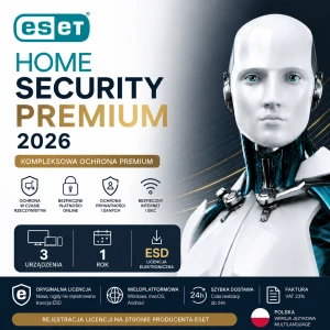 ESET Home Security Premium | 3 DEV/1 Rok | Licencja ESD | FVAT 23% 