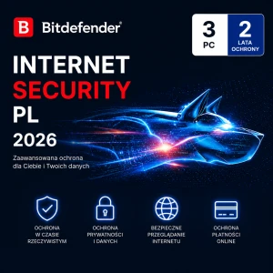 Bitdefender Internet Security PL 2026  3 PC/2 Lata  ESD  FVAT 23%