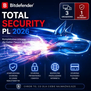 Bitdefender Total Security 2026 PL – 3 Urządzenia / 1 Rok ESD