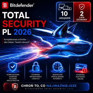Bitdefender Total Security 2026 PL – 10 Urządzeń / 2 Lata ESD  