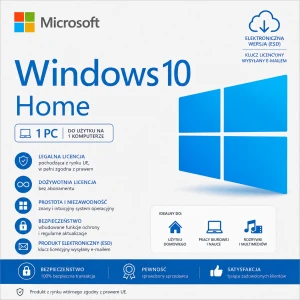 Windows 10 Home PL – klucz na 1 komputer, licencja bezterminowa, e-mail, faktura VAT 23%